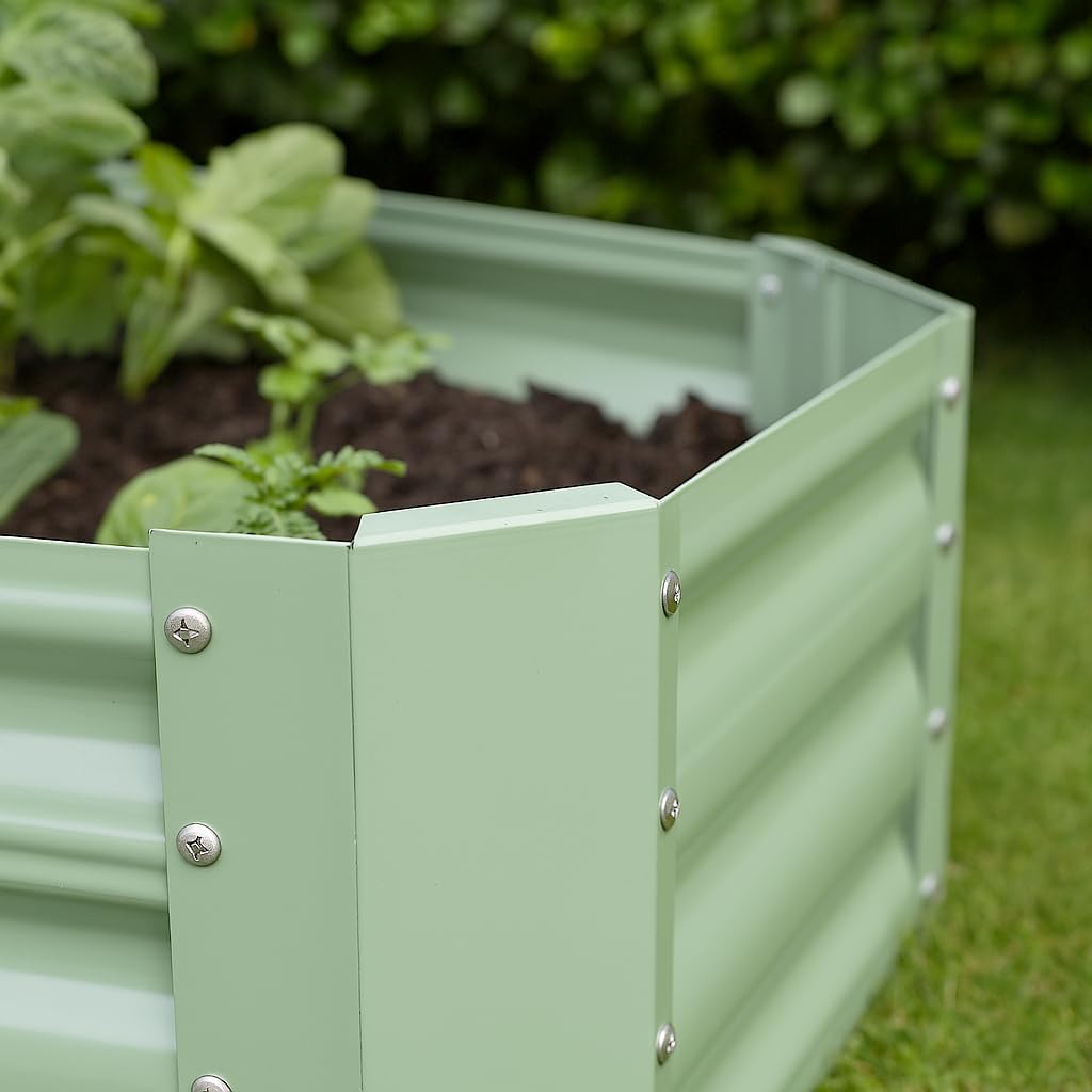 Raised Garden Bed 120cm Metal Planter Green Steel 2 Pack - Kwikley