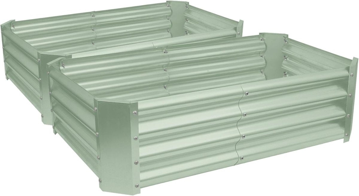 Raised Garden Bed 120cm Metal Planter Green Steel 2 Pack - Kwikley
