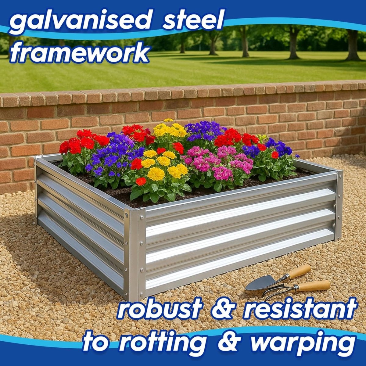 Raised Garden Bed 120cm Metal Planter Green Steel 2 Pack - Kwikley