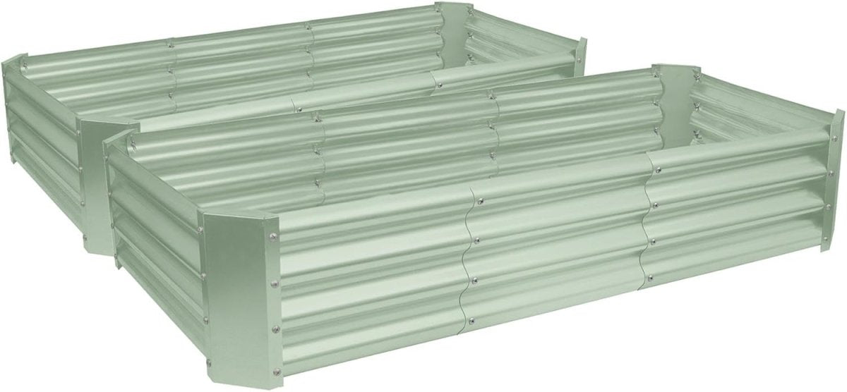 Raised Garden Bed 180cm Metal Planter Green Steel 2 Pack - Kwikley