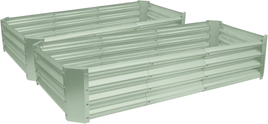 Raised Garden Bed 180cm Metal Planter Green Steel 2 Pack - Kwikley