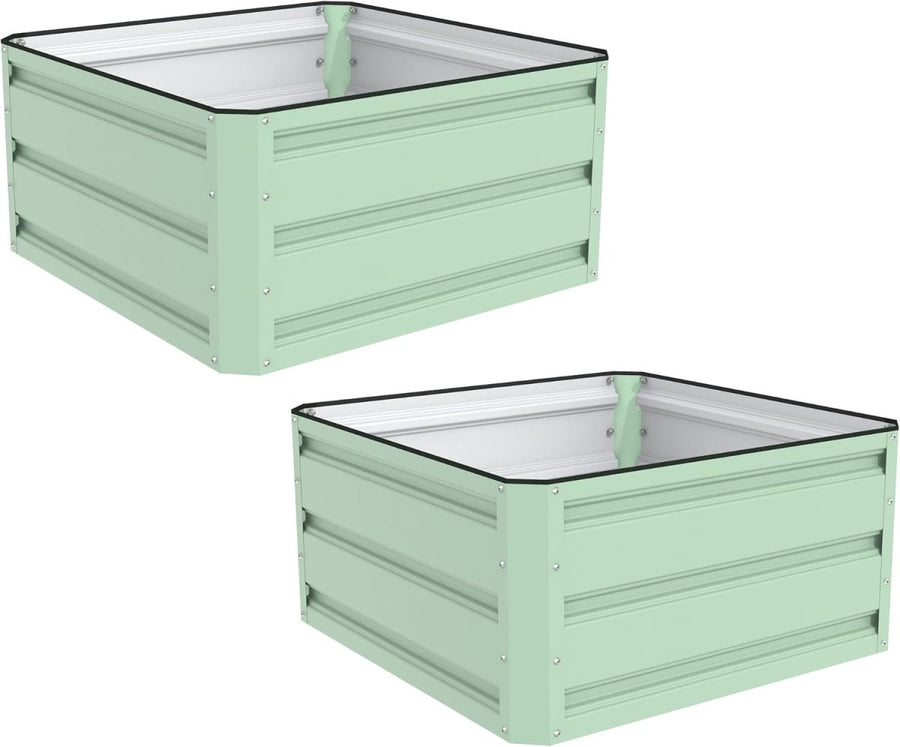 Raised Garden Bed Metal Planter 120cm Green Outdoor 2 Pack - Kwikley