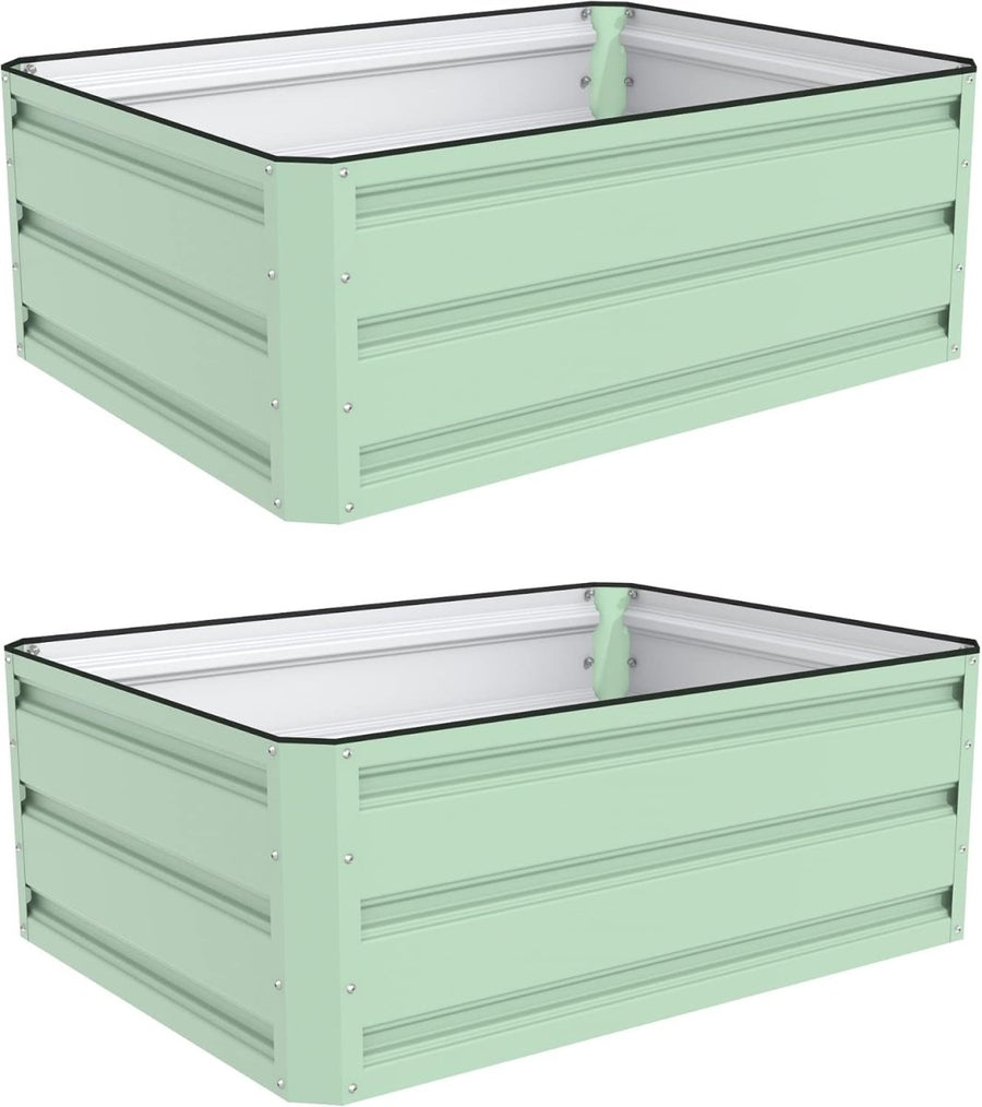 Raised Garden Bed Metal Planter 60cm Green Outdoor 2 Pack - Kwikley