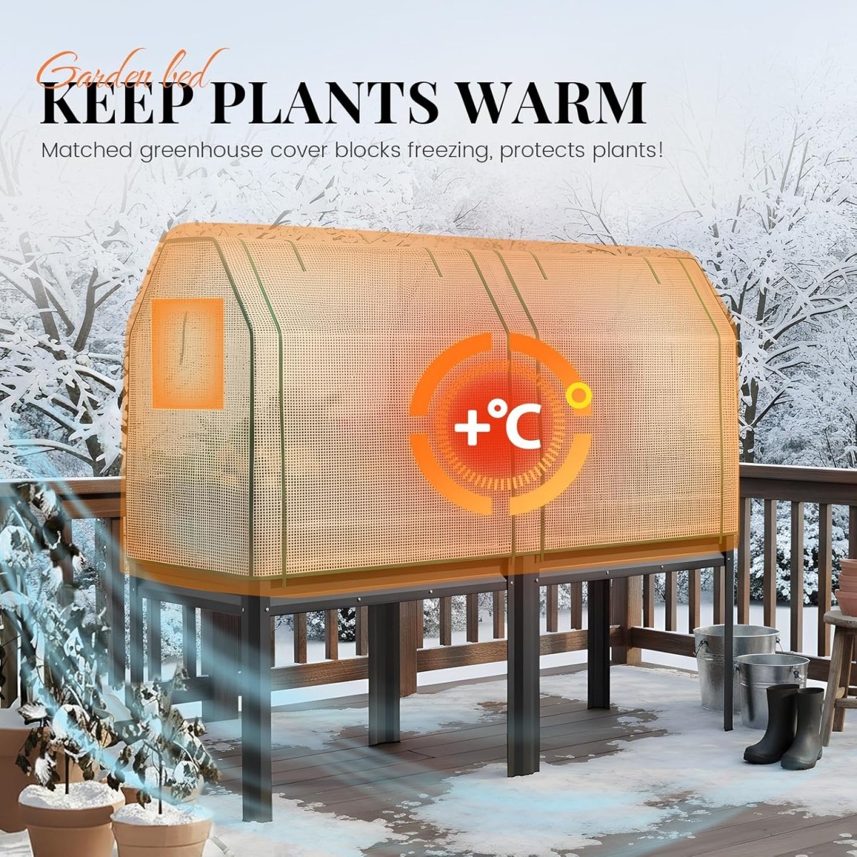 Raised Garden Bed with Cover 180cm Elevated Planter Greenhouse - Kwikley