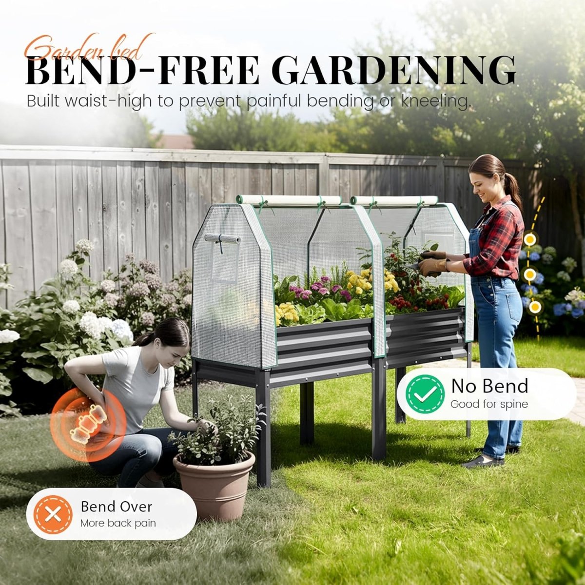 Raised Garden Bed with Cover 180cm Elevated Planter Greenhouse - Kwikley