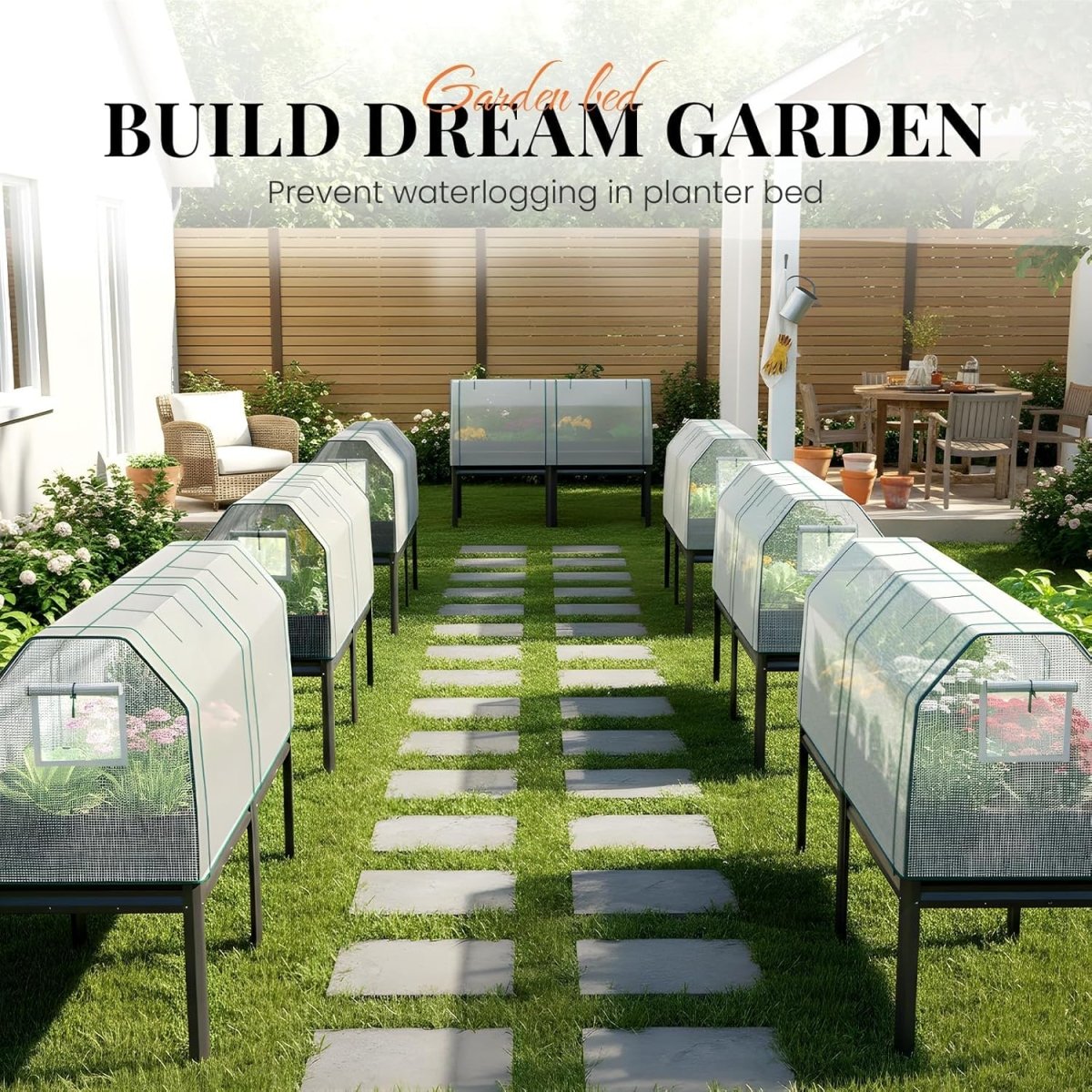 Raised Garden Bed with Cover 180cm Elevated Planter Greenhouse - Kwikley