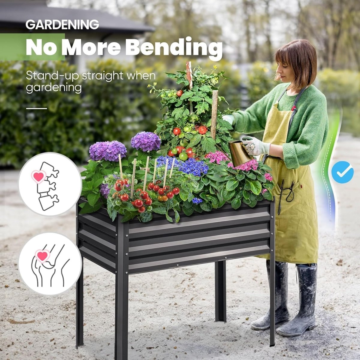 Raised Garden Bed with Cover 180cm Elevated Planter Greenhouse - Kwikley