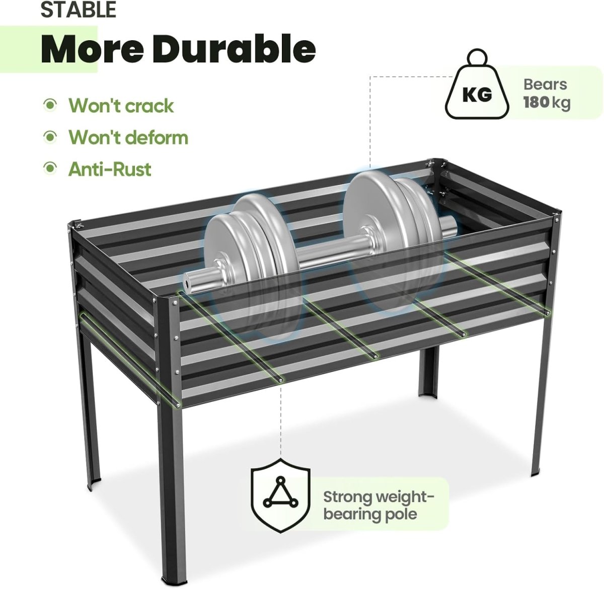 Raised Garden Bed with Legs 120cm Elevated Metal Planter Box - Kwikley