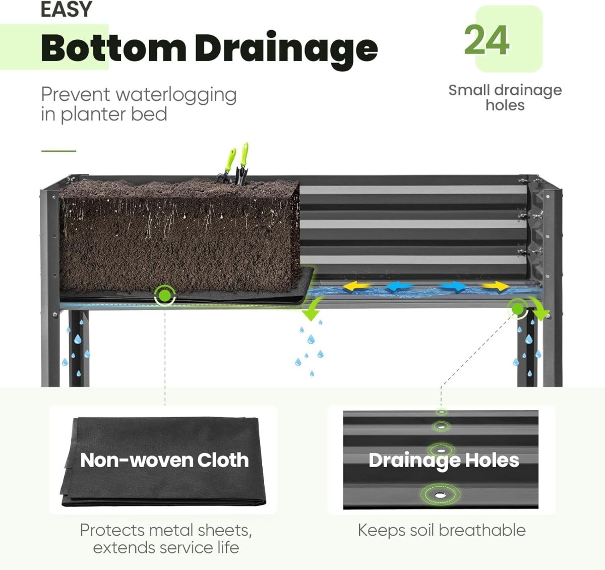 Raised Garden Bed with Legs 120cm Elevated Metal Planter Box - Kwikley