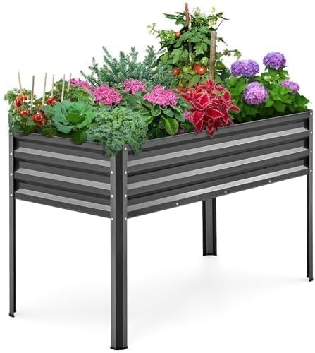 Raised Garden Bed with Legs 120cm Elevated Metal Planter Box - Kwikley