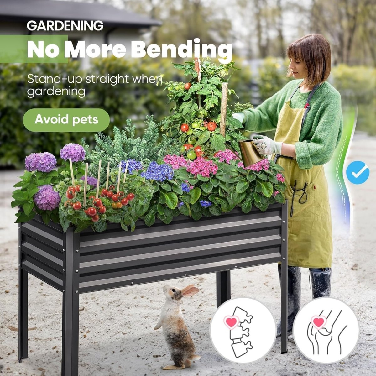 Raised Garden Bed with Legs 120cm Elevated Metal Planter Box - Kwikley