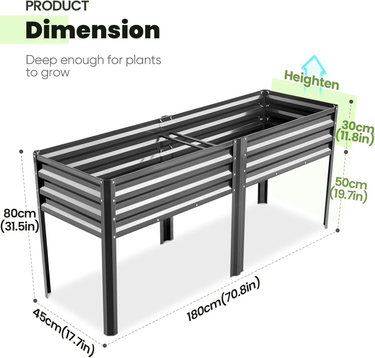 Raised Garden Bed with Legs 180cm Elevated Metal Planter Box - Kwikley