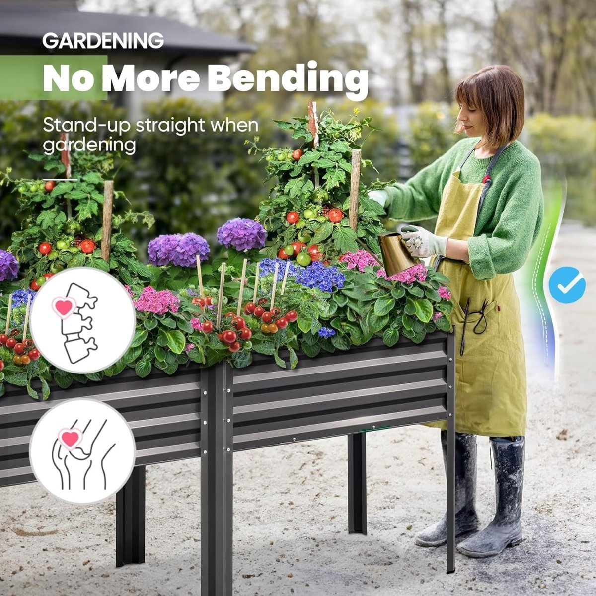 Raised Garden Bed with Legs 180cm Elevated Metal Planter Box - Kwikley