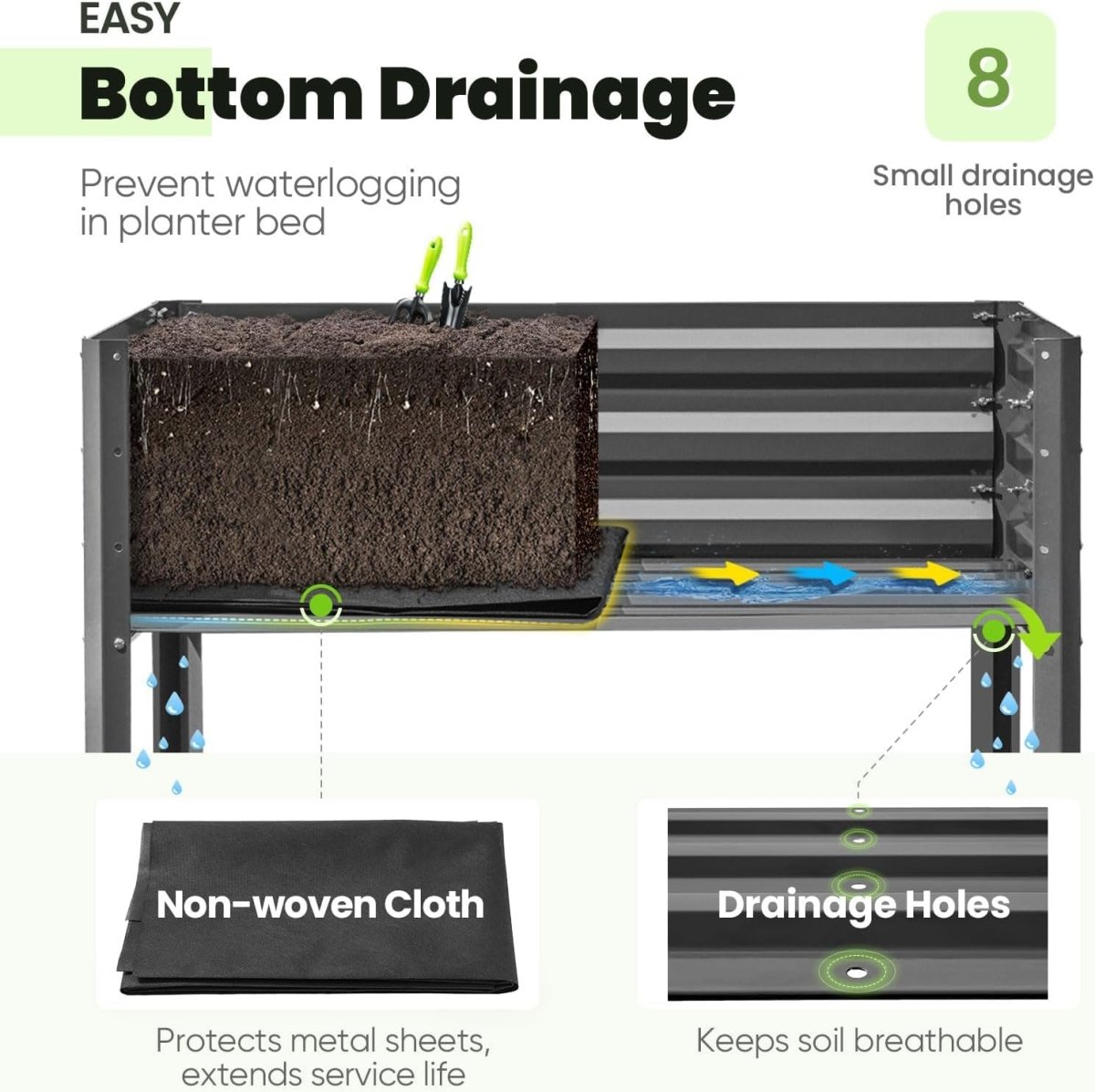 Raised Garden Bed with Legs 86cm Elevated Metal Planter Box - Kwikley