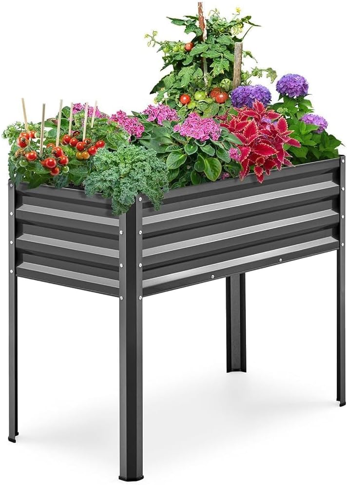 Raised Garden Bed with Legs 86cm Elevated Metal Planter Box - Kwikley
