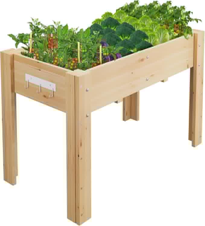 Raised Garden Bed Wooden Planter Box 117cm Elevated with Legs - Kwikley