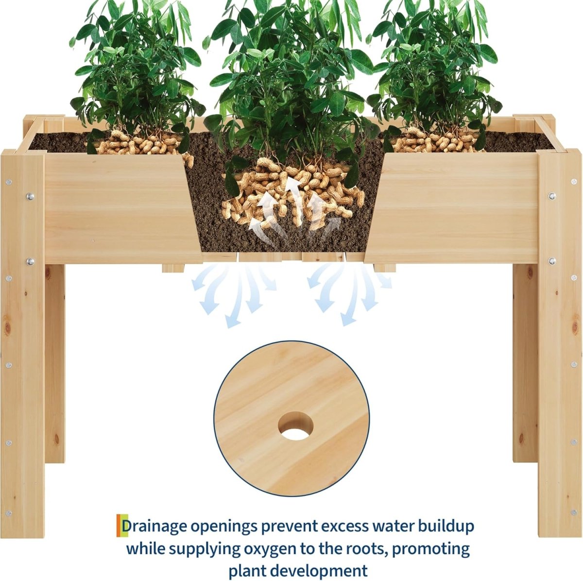 Raised Garden Bed Wooden Planter Box 117cm Elevated with Legs - Kwikley