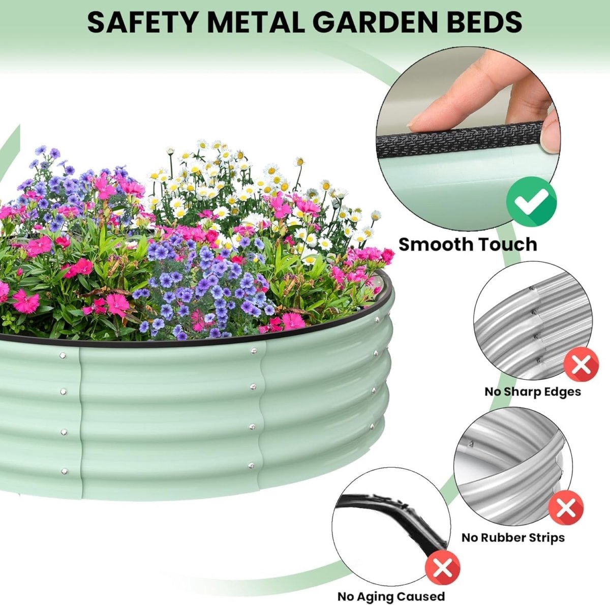 Raised Garden Beds 91cm Round Metal Planter Green Steel 2 Pack - Kwikley