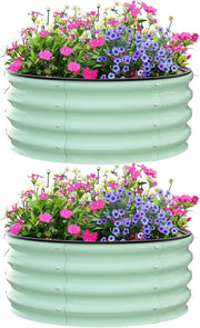 Raised Garden Beds 91cm Round Metal Planter Green Steel 2 Pack - Kwikley