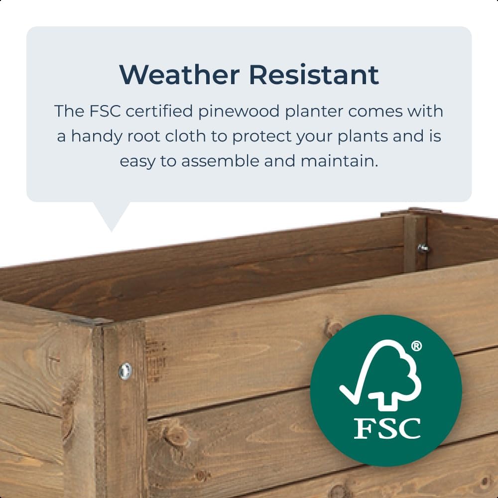 Raised Wooden Garden Planter Box with Shelf Outdoor Herb Vegetable Bed - Kwikley