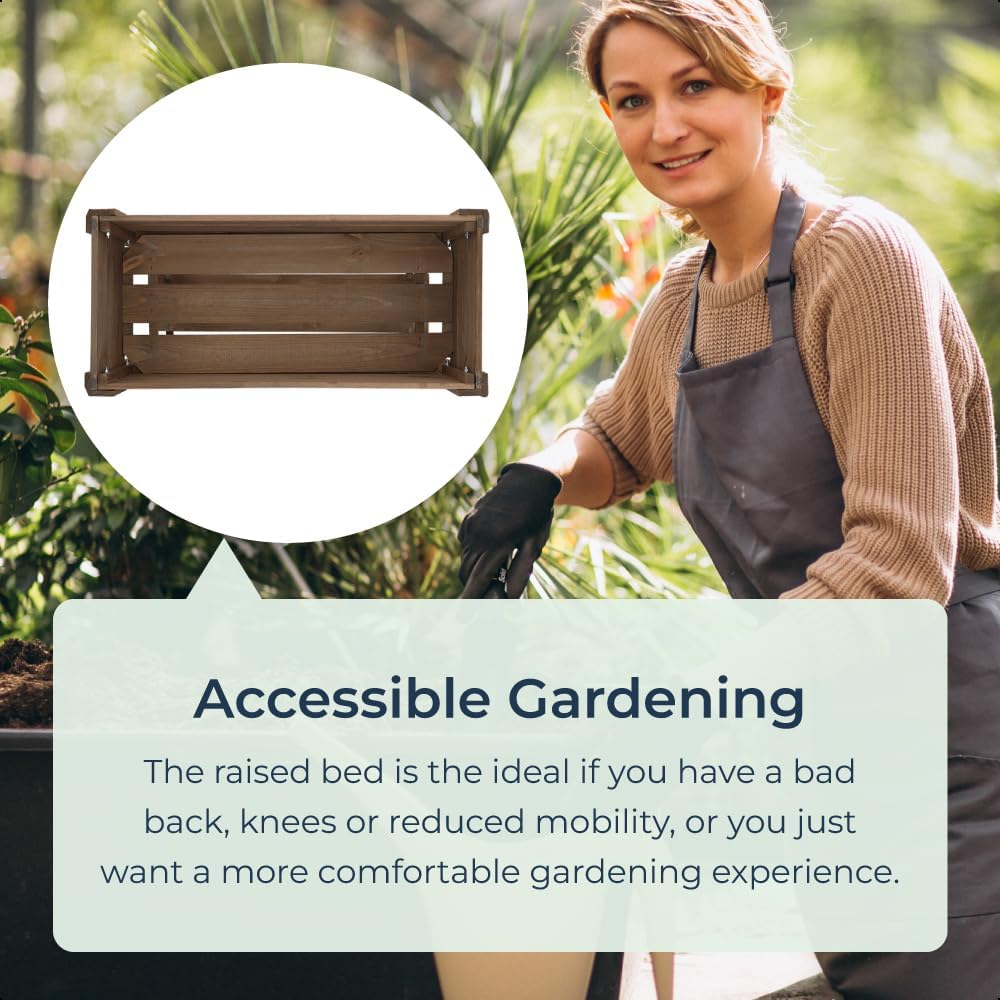 Raised Wooden Garden Planter Box with Shelf Outdoor Herb Vegetable Bed - Kwikley