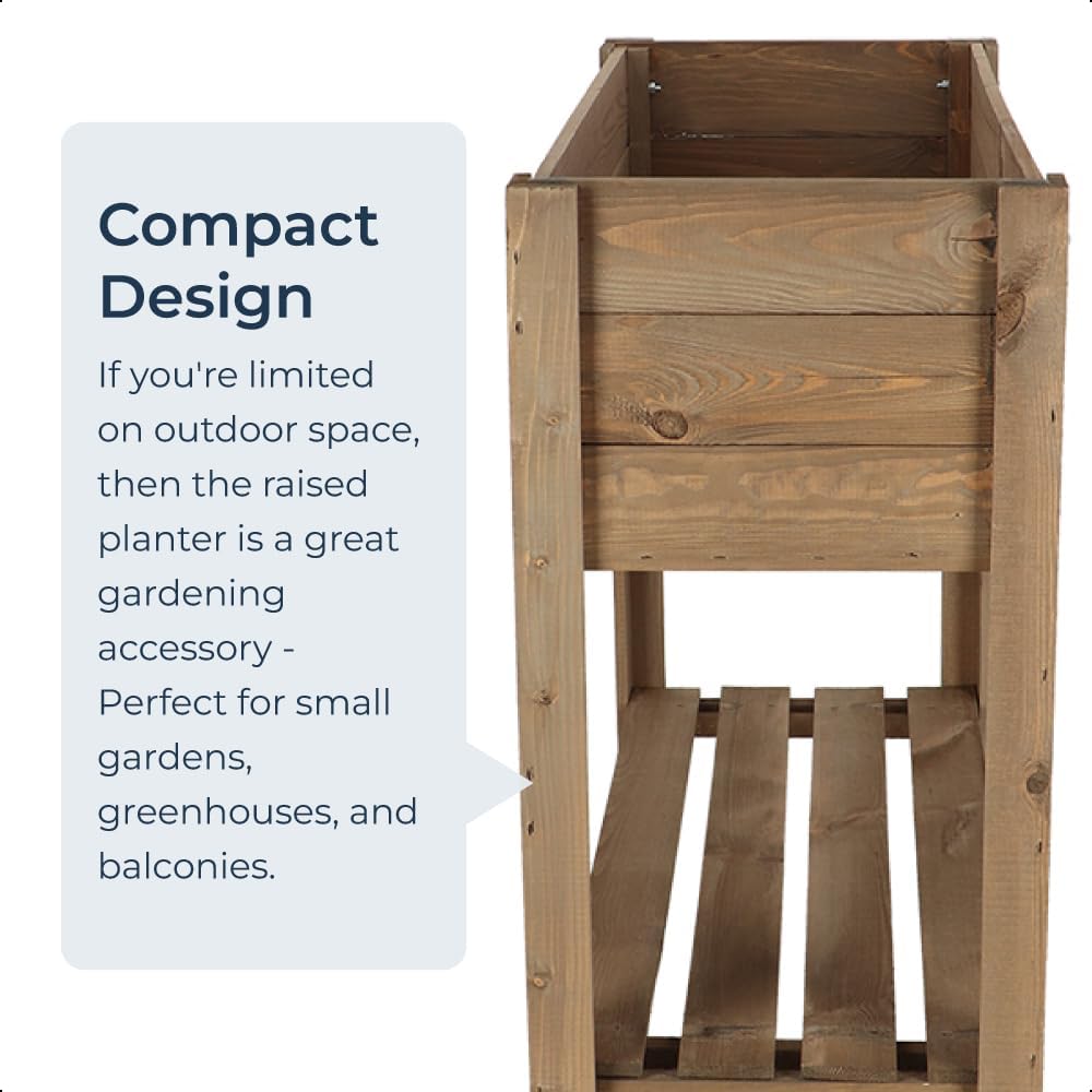 Raised Wooden Garden Planter Box with Shelf Outdoor Herb Vegetable Bed - Kwikley