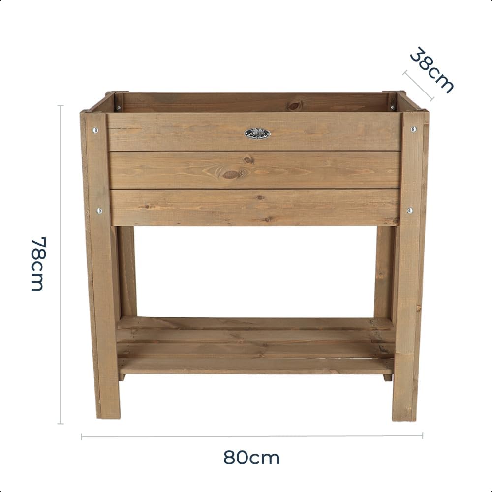 Raised Wooden Garden Planter Box with Shelf Outdoor Herb Vegetable Bed - Kwikley