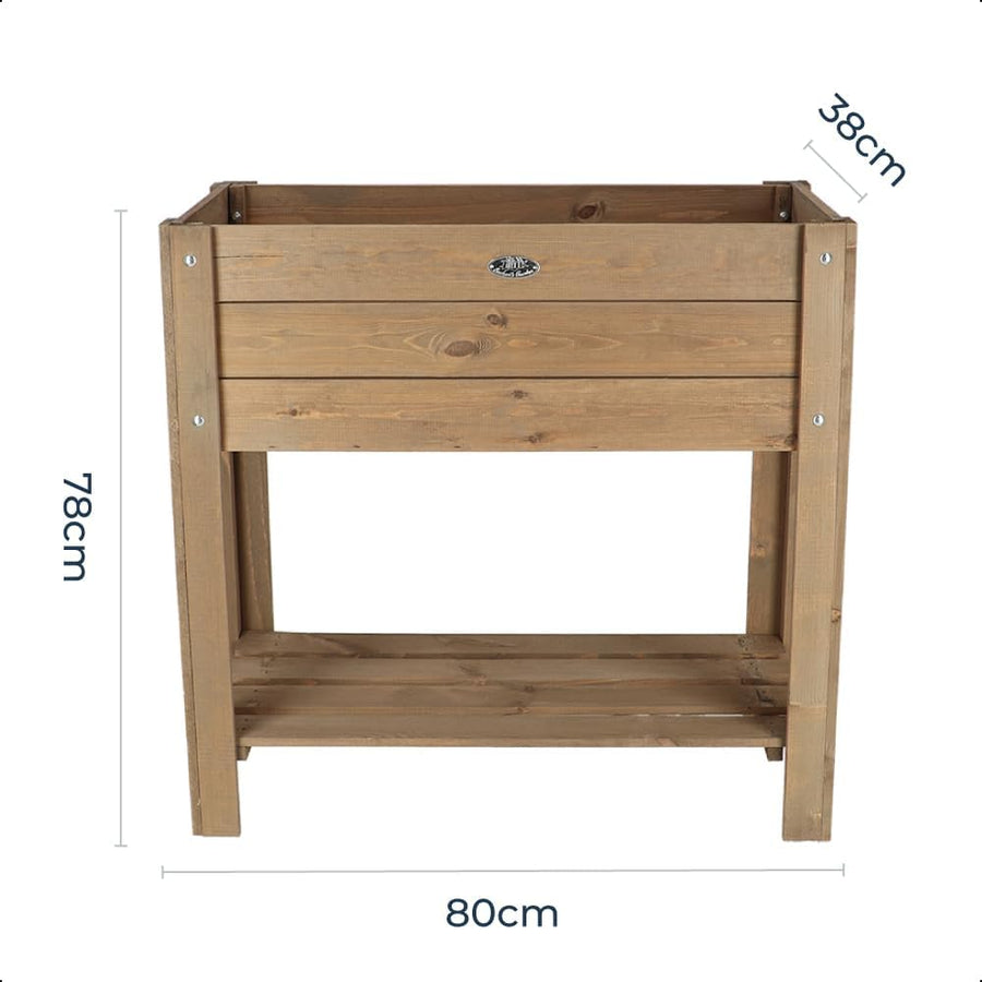 Raised Wooden Garden Planter Box with Shelf Outdoor Herb Vegetable Bed - Kwikley