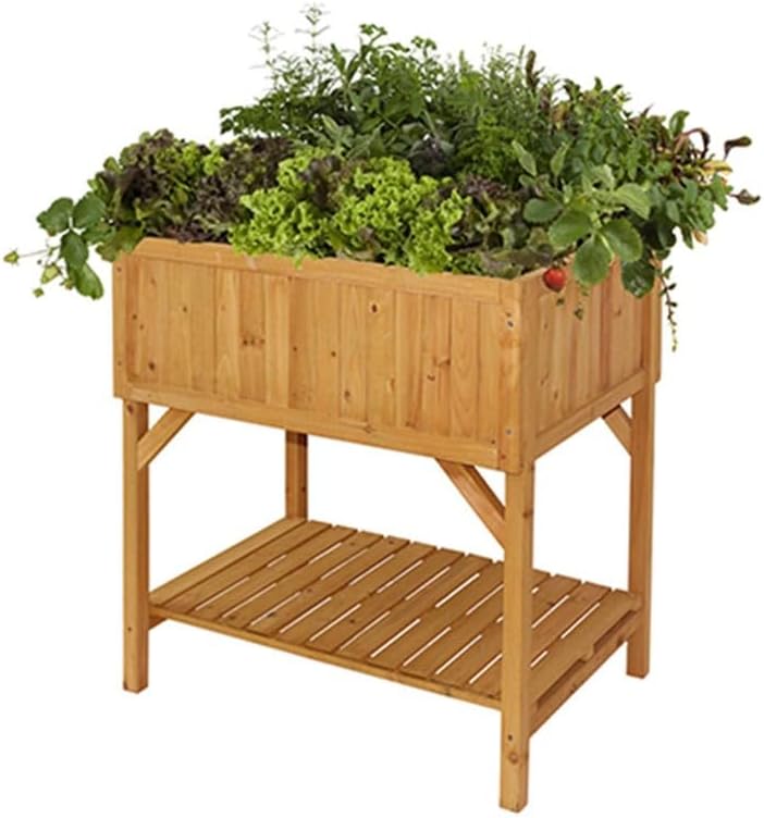 Raised Wooden Planter Balcony Garden Bed with Liner Compact - Kwikley