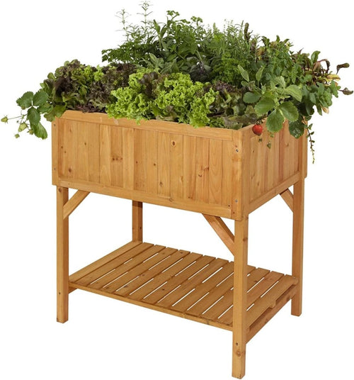 Raised Wooden Planter Balcony Garden Bed with Liner Compact - Kwikley