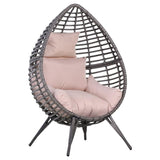 Rattan Egg Chair Outdoor Indoor Wicker Lounge Seat with Cushion Teardrop