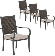 Rattan Garden Chairs Set of 4 with Cushions Outdoor Patio Balcony Seating - Kwikley