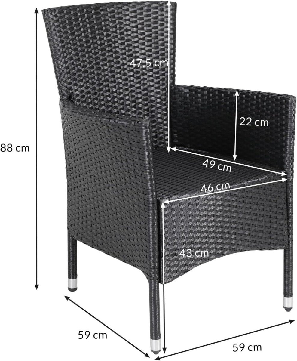 Rattan Garden Chairs Set of 6 Stackable Patio Outdoor Armchairs Black - Kwikley
