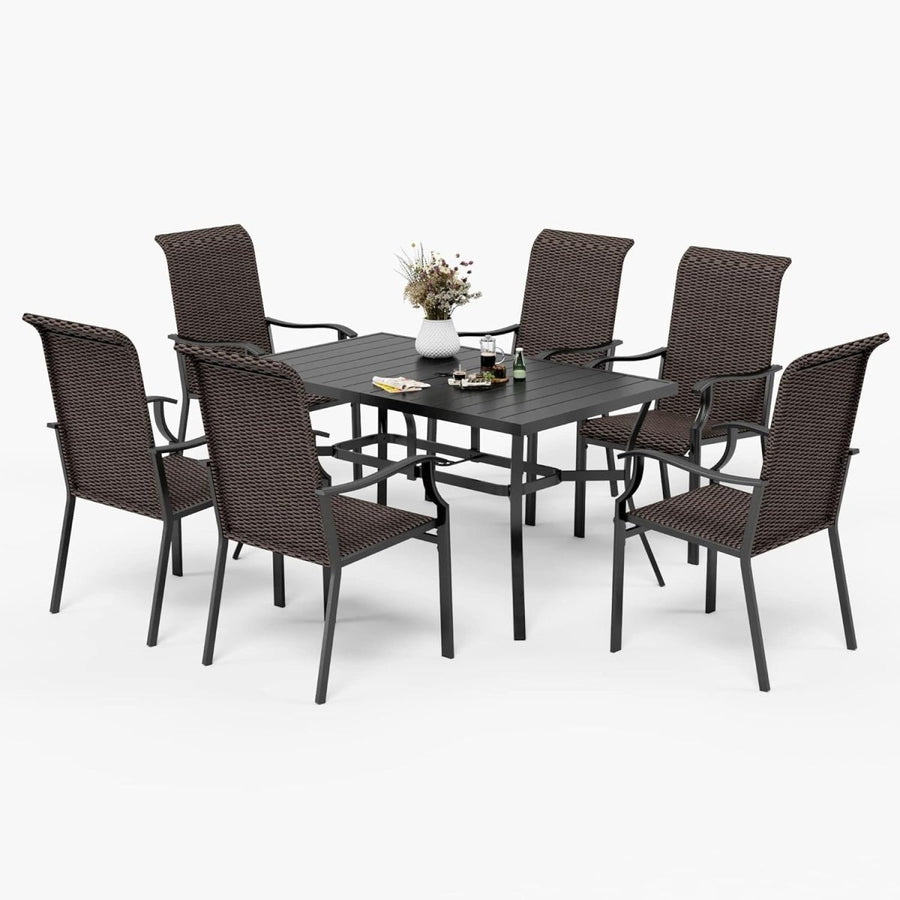 Rattan Garden Dining Set 6 Seater Table Chairs Outdoor Patio Furniture - Kwikley