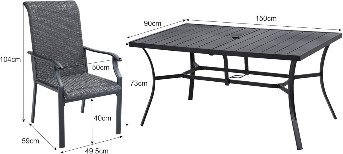 Rattan Garden Dining Set 6 Seater Table Chairs Outdoor Patio Furniture - Kwikley