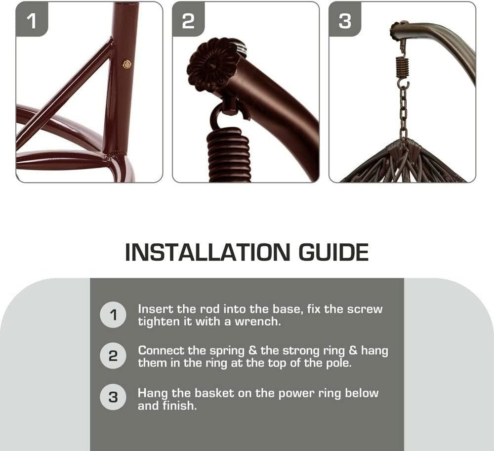 Rattan Hanging Egg Chair with Stand | Outdoor Swing Lounge Seat - Kwikley