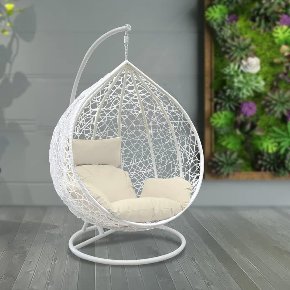 Rattan Hanging Egg Chair with Stand | Outdoor Swing Lounge Seat - Kwikley