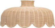 Rattan Wicker Ceiling Lamp Shade Easy Fit Scallop Boho 38cm LED - Kwikley