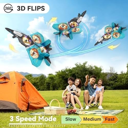 RC Plane Quadcopter 360° Flips LED Lights 2 Batteries Kids Adults Toy - Kwikley