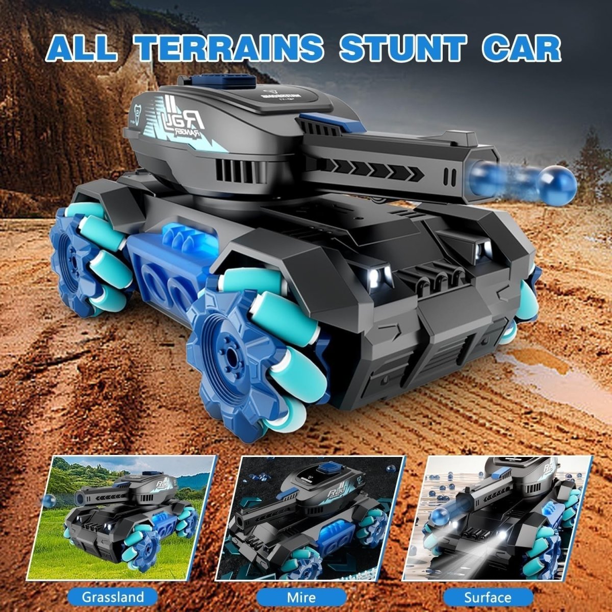 RC Tank That Shoots – Gesture Sensing Water Bullet Stunt Car Toy for Boys - Kwikley