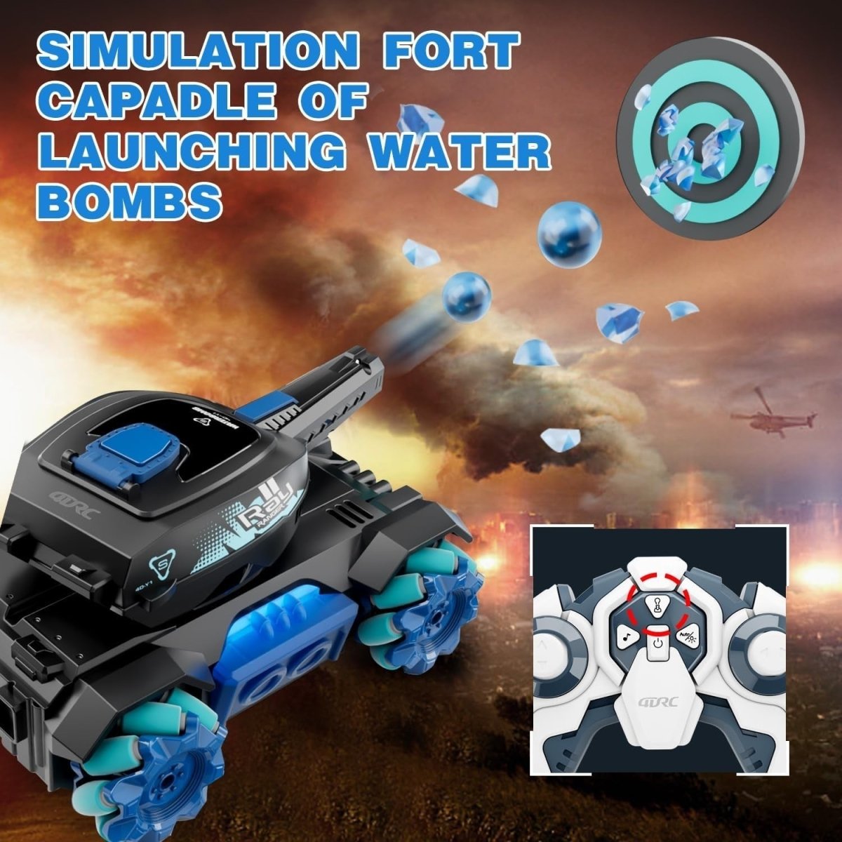 RC Tank That Shoots – Gesture Sensing Water Bullet Stunt Car Toy for Boys - Kwikley