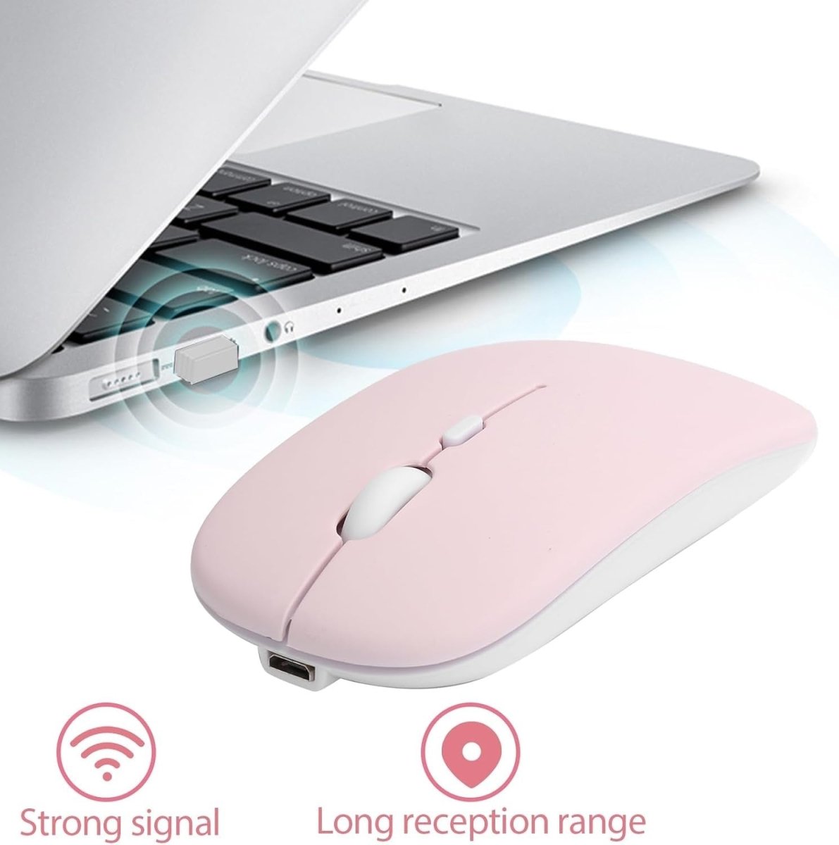 Rechargeable Bluetooth 5.0 Wireless Mouse Silent 2.4G Laptop PC - Kwikley