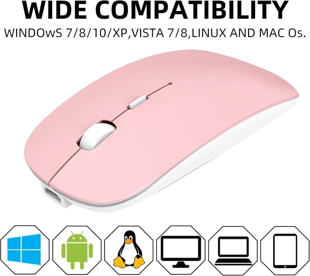 Rechargeable Bluetooth Mouse Silent 2.4G 1600 DPI USB - Kwikley