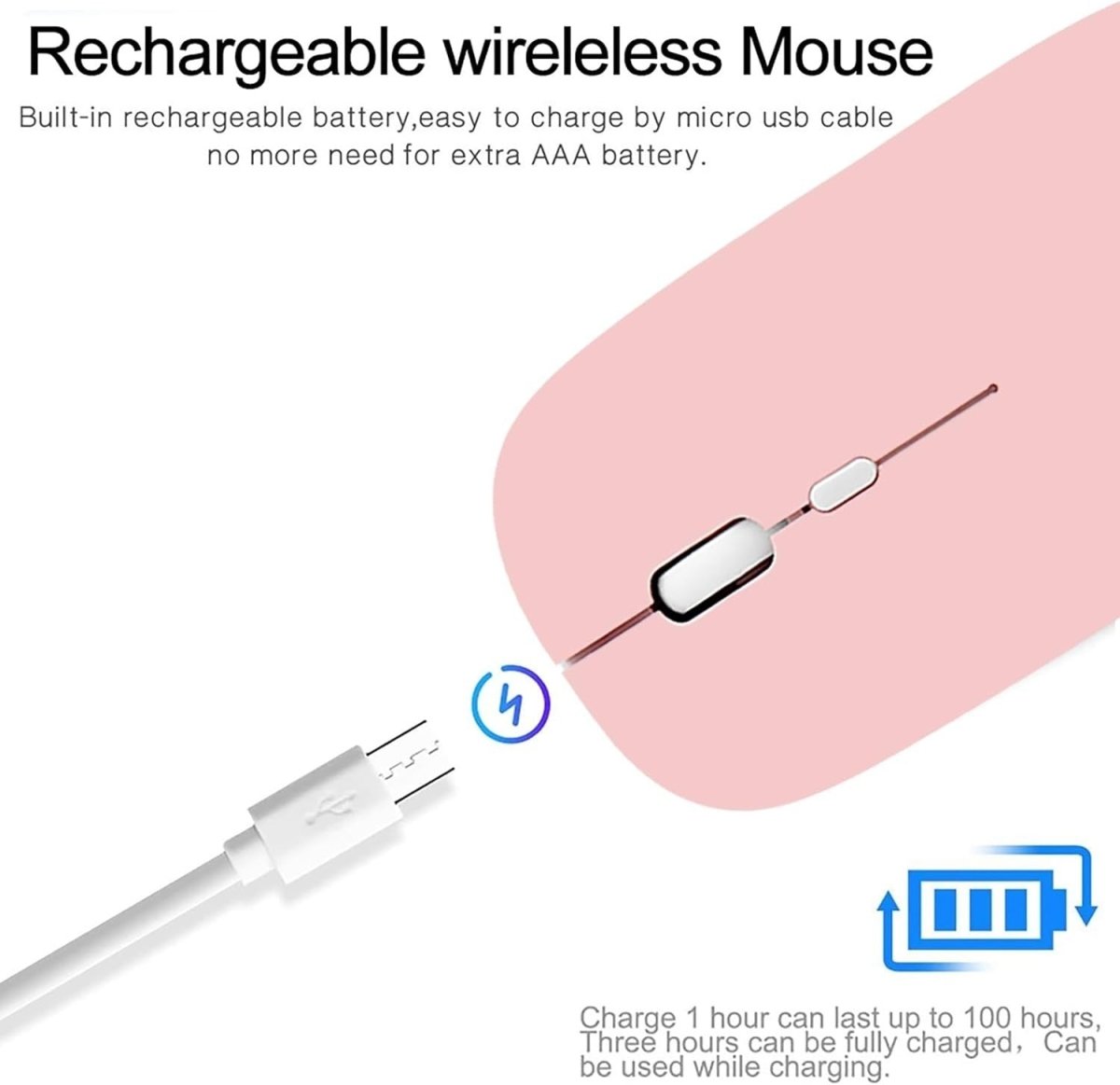 Rechargeable Bluetooth Mouse Silent 2.4G 1600 DPI USB - Kwikley