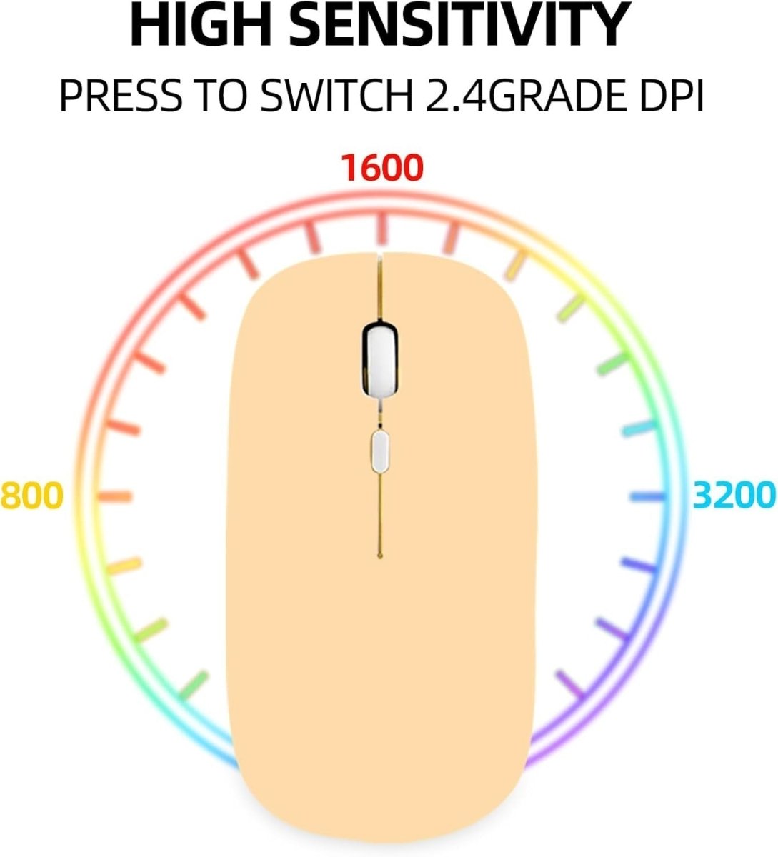 Rechargeable Bluetooth Wireless Mouse 1600DPI Silent USB Laptop PC - Kwikley