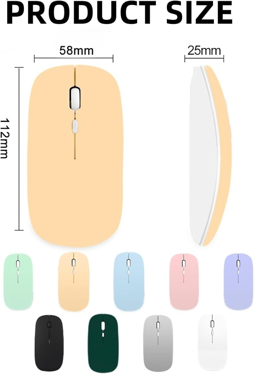 Rechargeable Bluetooth Wireless Mouse 1600DPI Silent USB Laptop PC - Kwikley