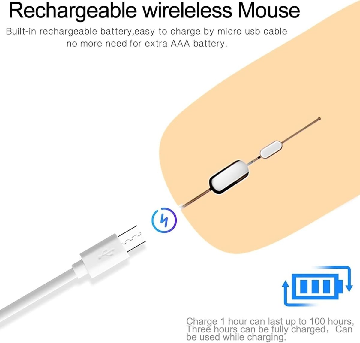 Rechargeable Bluetooth Wireless Mouse 1600DPI Silent USB Laptop PC - Kwikley