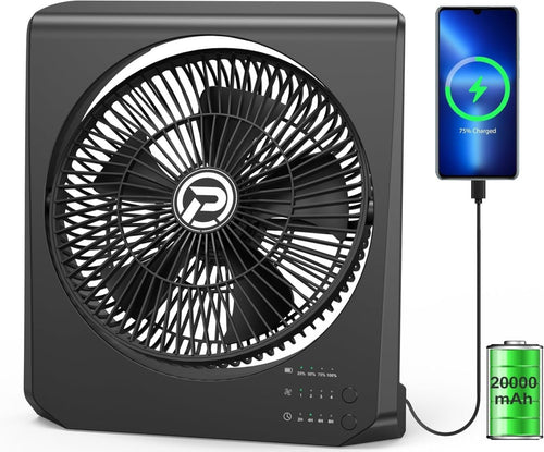 Rechargeable Camping Fan – 20000mAh Battery 4 Speeds 210° Tilt 55h Runtime Quiet - Kwikley