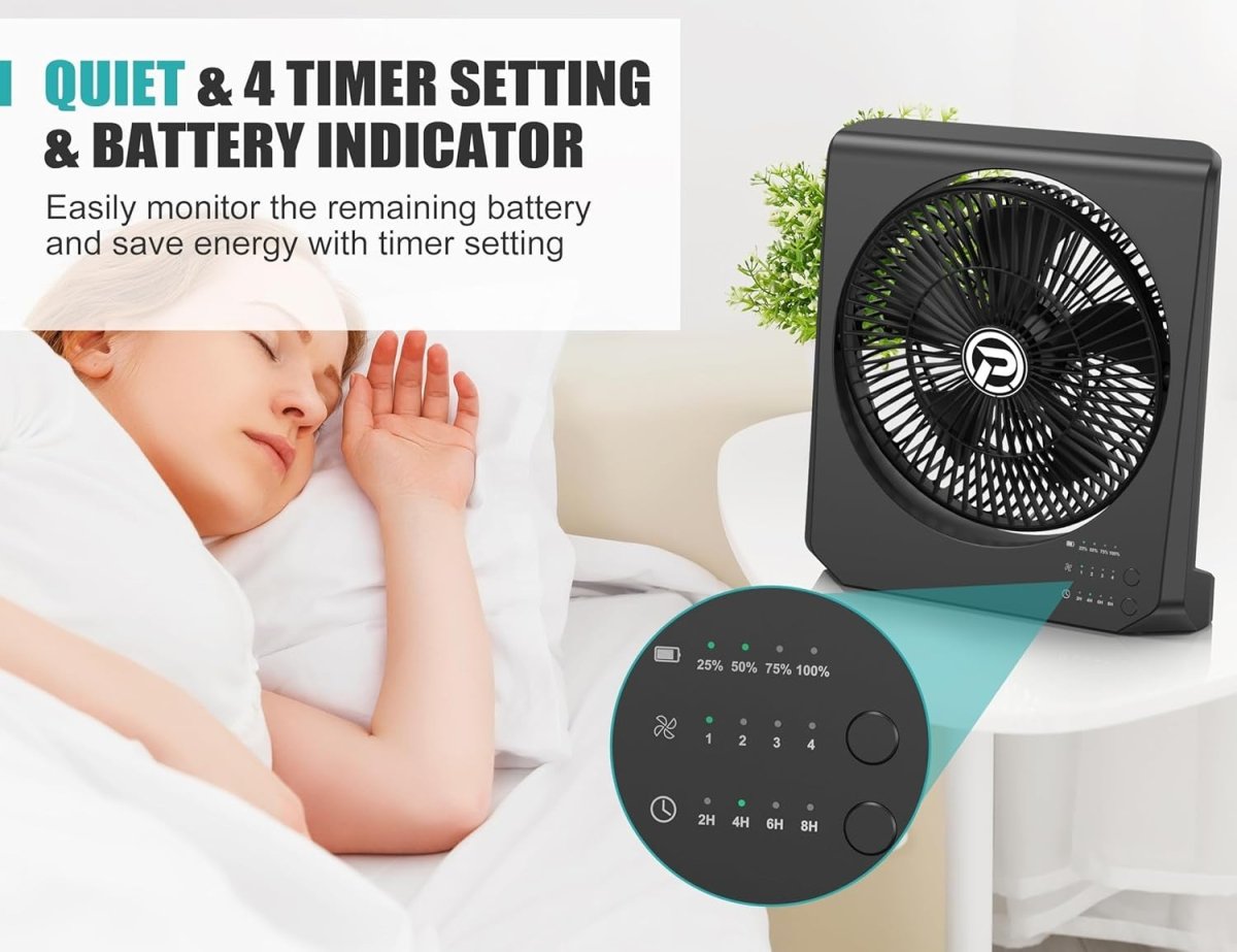 Rechargeable Camping Fan – 20000mAh Battery 4 Speeds 210° Tilt 55h Runtime Quiet - Kwikley