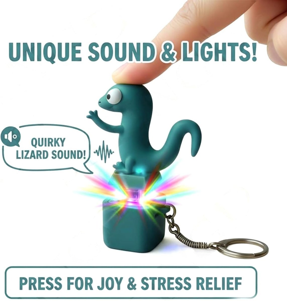 Rechargeable Lizard Sound Fidget Keychain LED Click Toy Stress Relief 8pcs - Kwikley